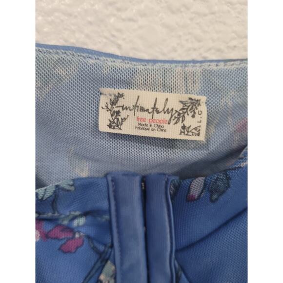 Free People Women's Night Rhythm Bodysuit Blue Flowers size Large - Picture 4 of 7